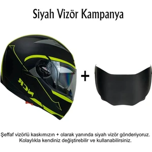 Çene Açılır Kask Ekstra Yedek Siyah Cam