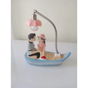 Romantik Çift Figürlü Gece Lambası | Sevgiliye Hediye | Sandal Model | Dekoratif Masa Lambası