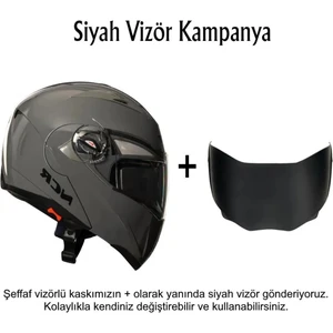 Çene Açılır Kask Ekstra Yedek Siyah Cam