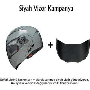 Çene Açılır Kask Ekstra Yedek Siyah Cam