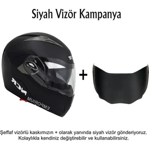 Çene Açılır Kask Ekstra Yedek Siyah Cam