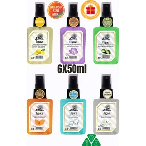 Elegance 6'lı Zeytin Çiçeği + Safran + Beyaz Zambak + Tütün + Limon + Ice Fresh 50 ml Sprey Kolonya