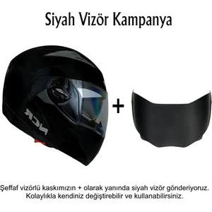 Çene Açılır Kask Ekstra Yedek Siyah Cam