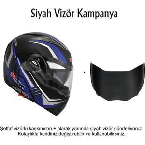 Çene Açılır Kask Ekstra Yedek Siyah Cam
