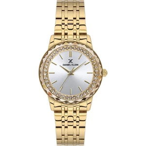 Daniel Klein DK.1.13825-7 3 Atm Suya Dayanıklı Çelik Kordon Taşlı Tasarım Altın Renk Kadın Kol Saati