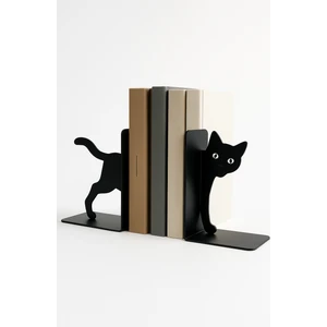 Sevimli Gözlü Kedi Figürlü Metal Kitap Tutucu 2’li Set – Dekoratif Kitaplık ve Masa Üstü Aksesuarı