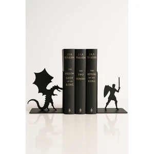 Ejderha ve Savaşçı Figürlü Metal Kitap Tutucu 2’li Set – Fantastik Dekoratif Kitaplık Aksesuarı