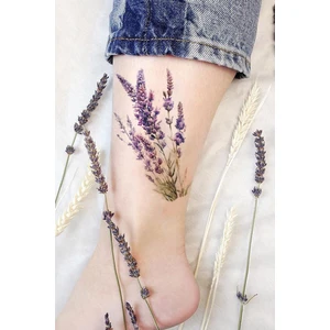 BP Tattoo Renkli Minimal Lavanta Dövmesi