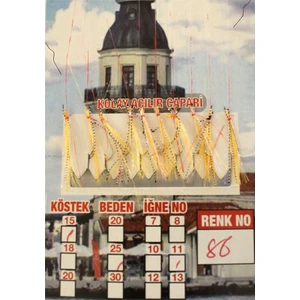 Istavrit Çaparisi Uv-Glow Simli 10 Iğneli Kolay Açılan Çapari 0.25MM Beden x 0.15MM Köstek 86