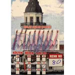 Istavrit Çaparisi Uv-Glow Simli 10 Iğneli Kolay Açılan Çapari 0.25MM Beden x 0.15MM Köstek 80