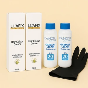2’li 4/65 Şarap Kızılı Profesyonel Saç Boya Kremi 60 ml + 2'li %6 (20)Oksidan Krem Seti