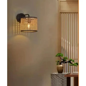 Özel Pilli Hazeran Başlıklı Rattan Salon Yatak Odası Aplik