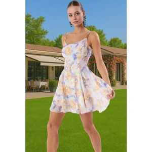 Astarlı Şık Mini Abiye Elbise Polyester Elastan Dokuma Kumaş Profesyonel Görünüm Özel Tasarım