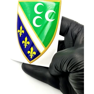 Damla Sticker Boşnak Arma Sancak Logo Sticker - Bosna Sancak Logo Sticker Damla
