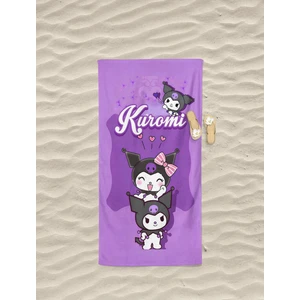 Kuromi Desenli Dijital Baskılı Genç Kız Çocuk Baskılı Plaj Banyo Havlusu
