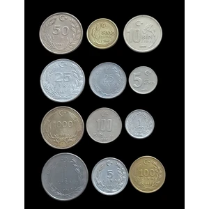 Türk Lirası 12 Adet Koleksiyon Madeni Para Koleksiyonu Başlangıç Seti. Eski Para Hobi Hediye Antika lot 54