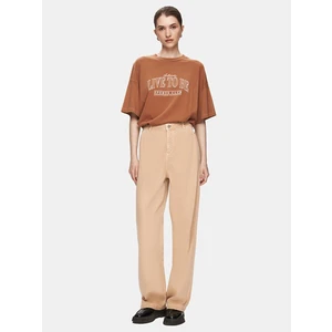 Kadın  Basıc Gabardin Relaxed Bej Pantolon
