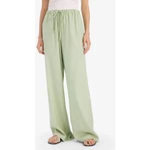 Wide Leg Çift Cepli Beli Lastikli Standart Boy Keten Karışımlı Pantolon E1981AX25SM