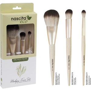 Eco Makyaj Fırça Seti 3 Parça Pudra Allık Kapatıcı Fırçaları ile Doğal Görünüm