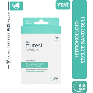 The Purest Solutions Hidrokolloid Yüz Bandı Akneli Ciltler İçin Akne Karşıtı 36 Adet Vegan