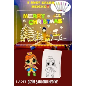 Yeni Tasarım 30 x 20 Neon LED Işıklı Büyük Boy Yazı Çizim Tahtası Ayarlanabilir Stant ve Kalem Hediye