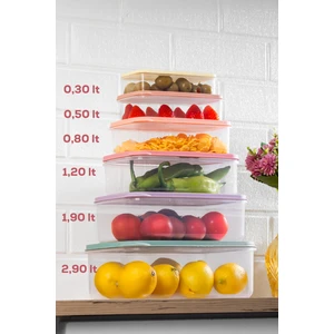 ORG-400 6 Adet 12 Parça Derin Dondurucu Mikrodalga Saklama Kabı - Çok Amaçlı Erzak Saklama Kabı Seti