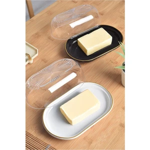 2 Adet 4 Parça Seramik Tereyağlık Peynir Tereyağ Kahvaltılık Saklama & Sunum Kabı