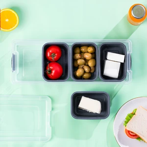 ORG-457 6 Parça 4 Bölmeli Kahvaltılık Çok Amaçlı Organizer Kapaklı Saklama Kabı Kapaklı Kahvaltılık Seti