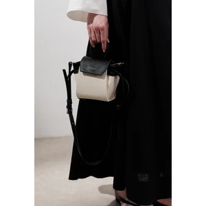 Kanvas Kapaklı Mini Çanta Bej