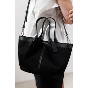 Kanvas Dikiş Detaylı Mini Çanta Siyah