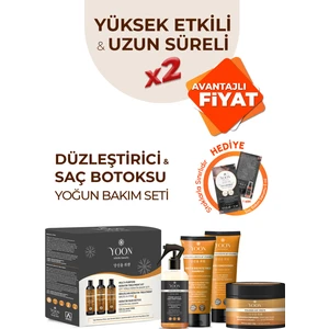 5'li Yoğun Saç Bakım Seti, Düzleştirici & Saç Botoxu, Tuzsuz Şampuan, Bakım Spreyi, Maske ve Krem