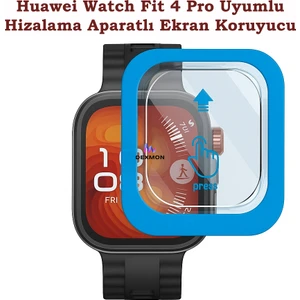 Huawei Watch Fit 4 Pro Uyumlu Kolay Kurulum Aparatlı Cam Ekran Koruyucu Otomatik Hizalama Tam Kaplayan