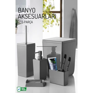 5 Parça Modern Tasarımlı Biga Banyo Seti