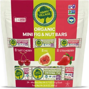 Happy Village Organik Meyve & Fındık Karışık Mini Bar Paketi - Meyve Barı- Organik- Glutensiz- Vegan20 gr x 24 Ad