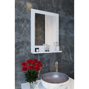 Raflı Banyo, Lavabo, Wc , Dresuar , Koridor , Mutfak , Makyaj 60X45 Beyaz Dik Ayna