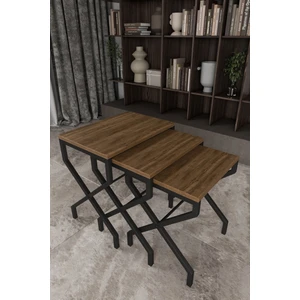 Lotus 3'lü Zigon Sehpa Orta Sehpa Dekoratif 3 Boy Ofis Sehpası Salon Sehpası Çok Fonksiyonlu