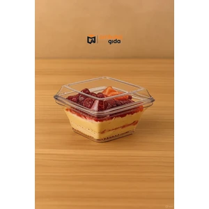 260 cc Kare Kapaklı Tatlı Kasesi Magnolia Trileçe Profiterol Supangle - 25 Adet Pastane