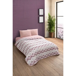 Tek Kişilik Desenli Kapitone Çift Taraflı Renkli Pike Yatak Örtüsü Takımı 160X230 cm (Çarşafsız)