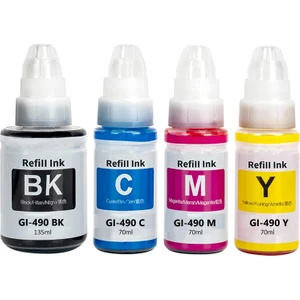 Refill İnk Canon GI-490 (GI490)4 Renk Muadil Mürekkep Seti Canon Pixma G1400 Yazıcı Uyumlu