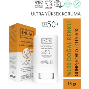 100% Doğal Güneş Koruyucu Sun Stick Renkli Mineral Filtreli Hassas Cilt Bitkisel UVA UVB SPF50+ 15 gr