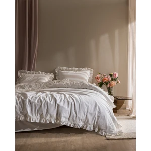Obernai King Size %100 Pamuk Fırfırlı Düz Yıkamalı Nevresim Takımı - Beyaz