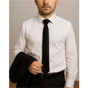 Siyah Renk Düz Kravat Mendil Seti