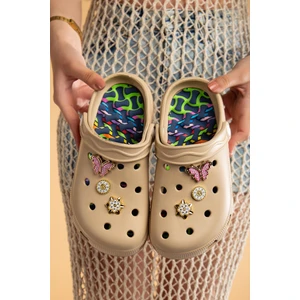 Masajlı Renkli Kaymaz Taban Aksesuarlı Yüksek Tabanlı Hastane Hemşire Plaj Deniz Cros Tipi Terlik