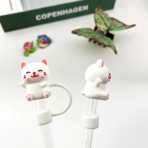 Kedi Figürlü Silikon Pipet Tıpası – Toz Koruyucu | Sevimli Tasarım Quencher Pipet Tıpası