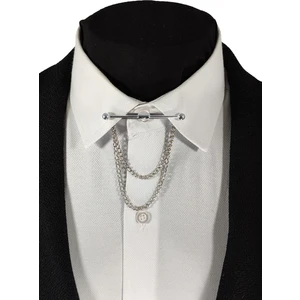 Her Gömleğe Uygun Klipsli Gümüş Gri Renginde Metal Gömlek Yaka Iğnesi Yaka Zinciri