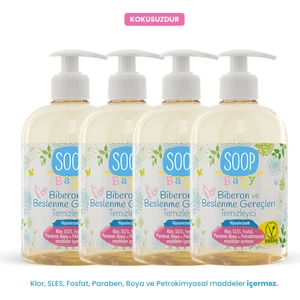 Soop Baby Bebek Biberon ve Beslenme Gereçleri Temizleyici  4 x 500 ml | Bitkisel Sabun Bazlı | Hipoalerjenik