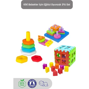 Eğitici Ilk Keşif Oyuncakları 3'lü Set - Eğitici Oyuncak & Bultak & Halkalar & Puzzle