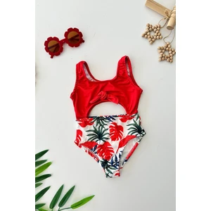 Miniğimin Cicileri (3-10 Yaş) Bağlama Detaylı Kız Çocuk Bikini Mayo takım - Kırmızı