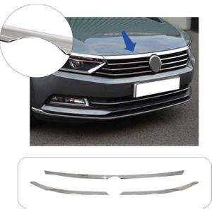 Volkswagen Passat B8 2014-2019 Krom Far Kaşı+Ön Panjur 3 Parça Paslanmaz Çelik