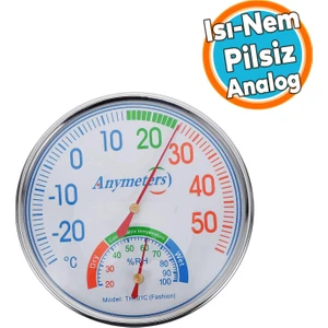 Termometre Isı ve Nem Ölçer Sauna Sıcaklık Ölçme Derece Gösterge Pilsiz Mekanik Düz Analog 1 Adet